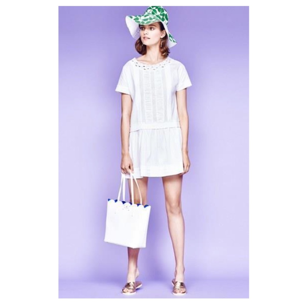 Kate Spade New York White Dress Pleated Lace Mini Drop Waist 4